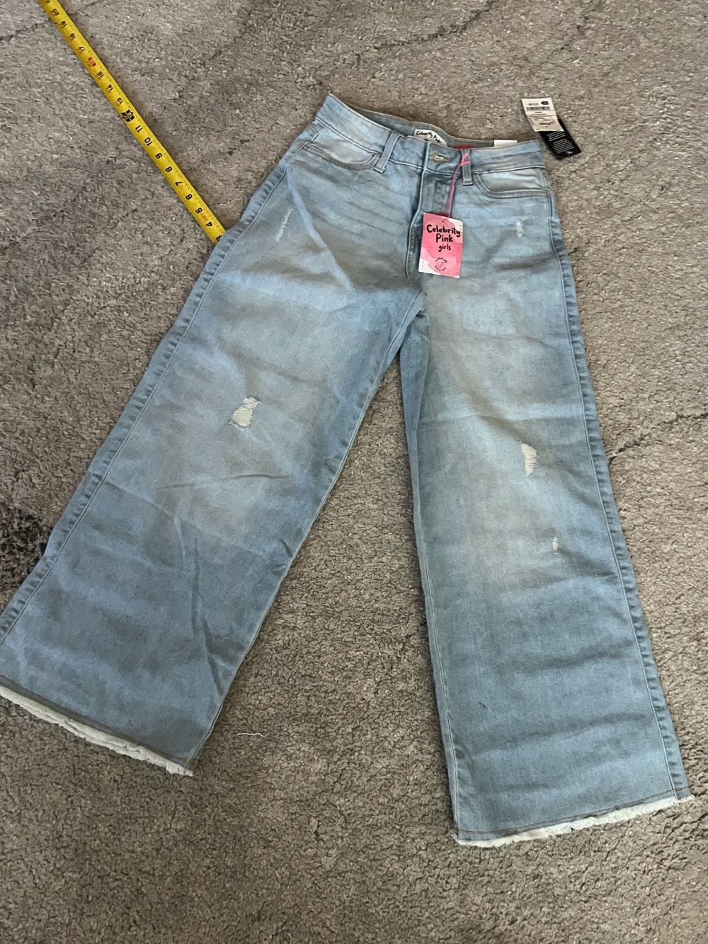 Girls Light Blue Wide Leg Jeans